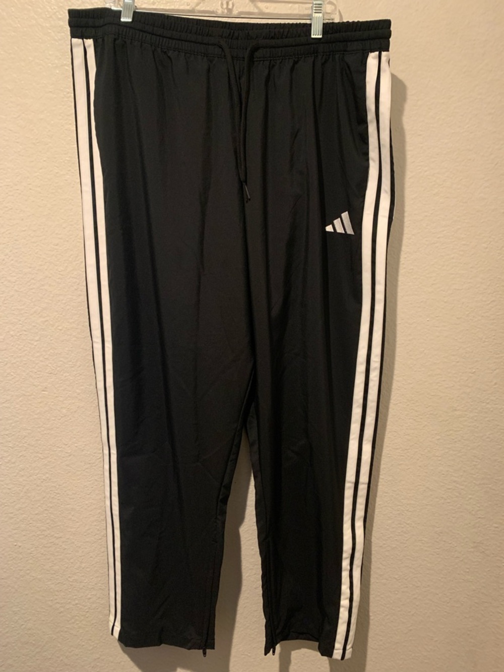 adidas Black Jogger Pants with White Side Stripes and Logo